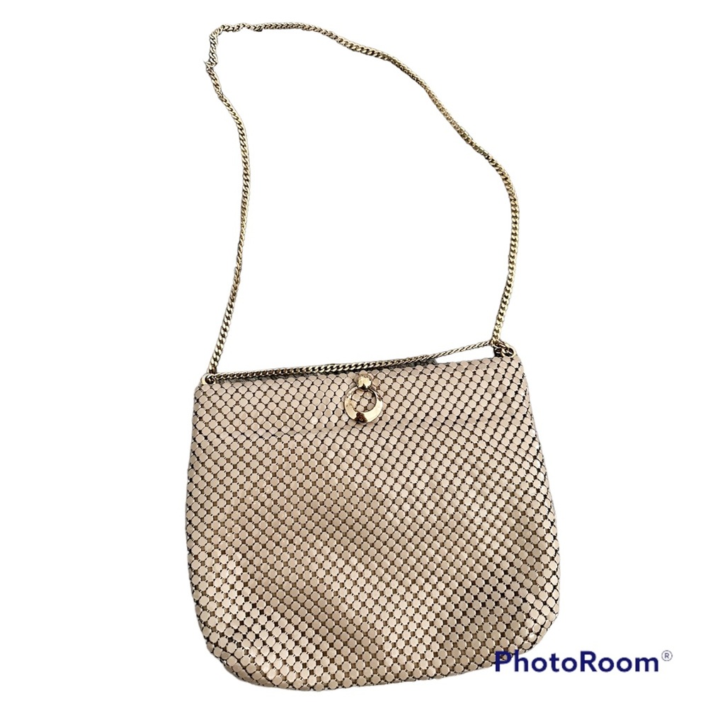 1980's Vintage Whiting and Davis Taupe Colored Mesh Purse